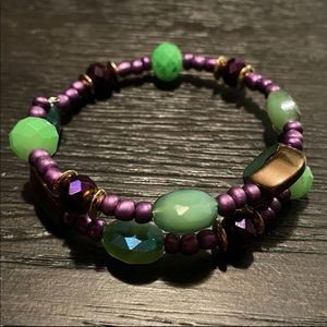 Wire beaded wrap around bracelet